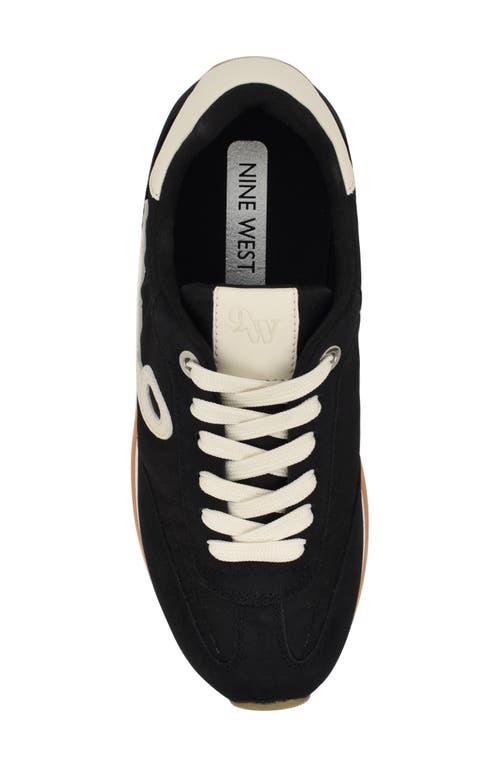 Nine West Fivo Metallic Trim Sneaker In Black