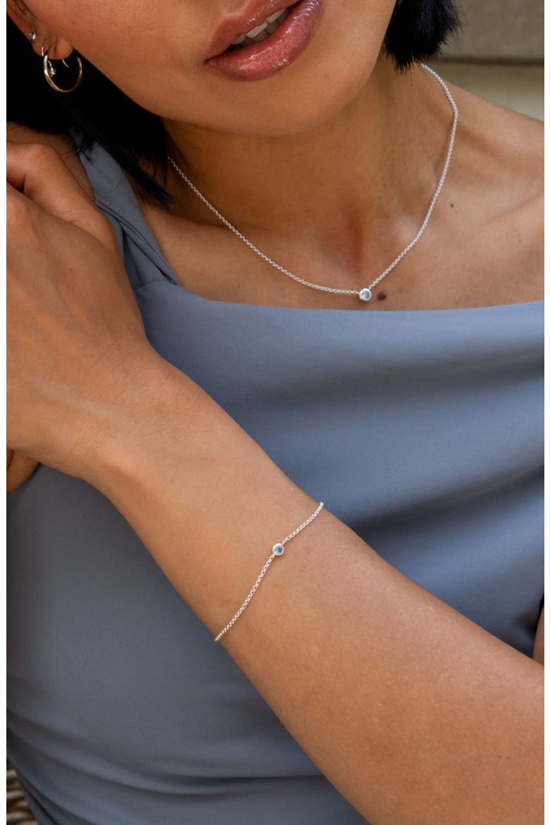 Single Aquamarine Dewdrop Chain Bracelet, Alternate, color, Sterling Silver