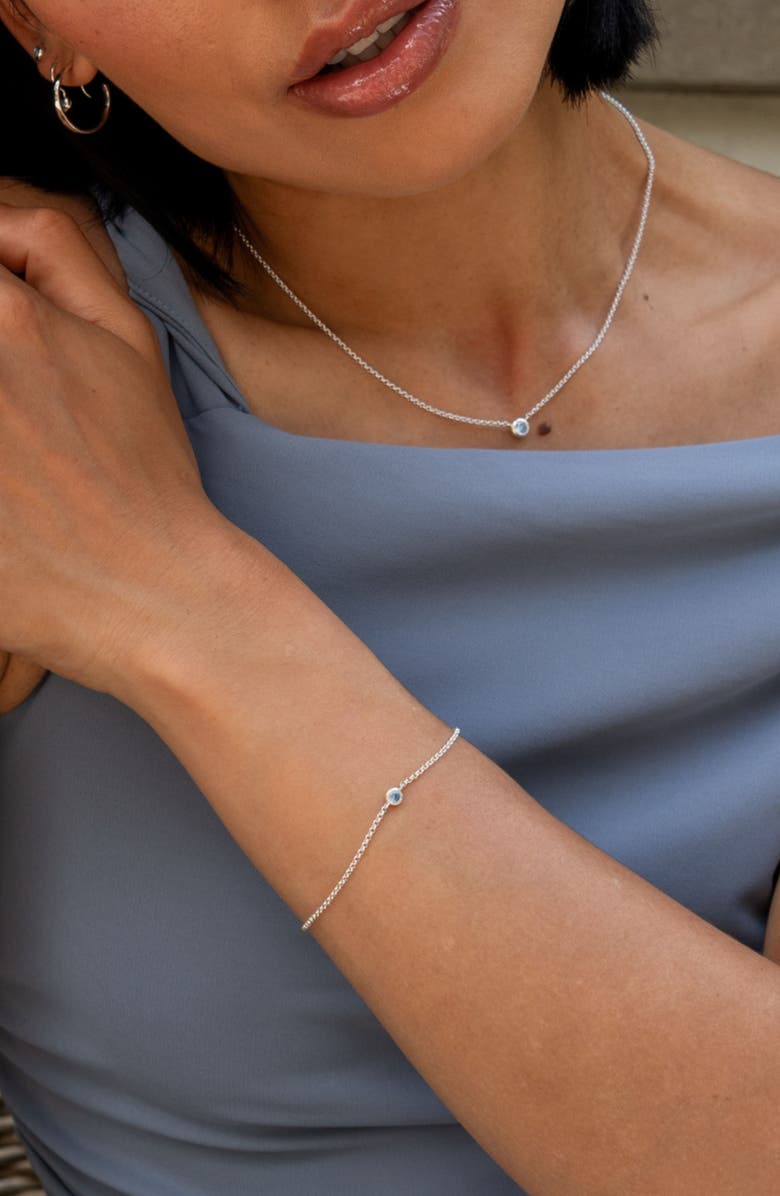 Dower & Hall Single Aquamarine Dewdrop Chain Bracelet, Alternate, color, Sterling Silver