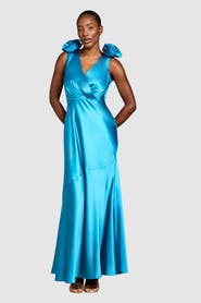Coast Corsage Satin V-Neck Maxi Dress