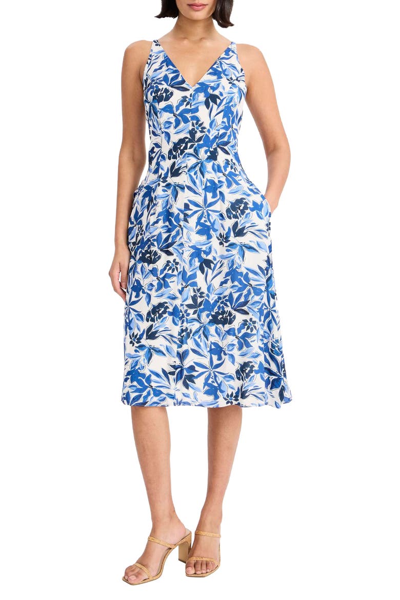 maggy london midi dresses Women's Floral Embroidered Halter Neck Dress with Back V-Neck, Blue/Green/Yellow, 0 at Amazon Women's Clothing store and hips Maggy London GT1176M Multi Color