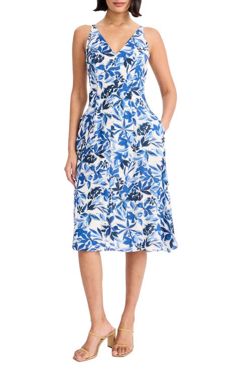 Floral Sleeveless Fit & Flare Midi Dress