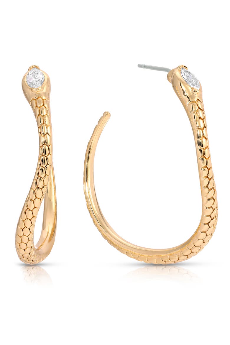 Large Serpent Slither Hoop Earrings, Main, color, GOLD