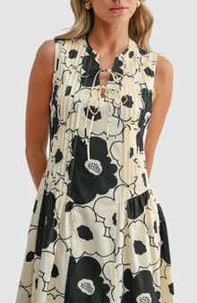 Mila Mae Tie Front Pleated Maxi Dress