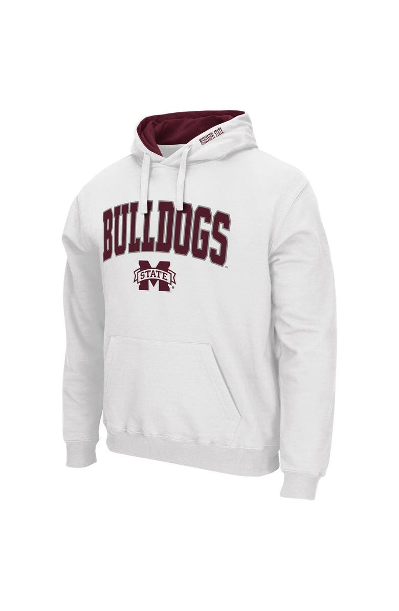 COLOSSEUM Men's Colosseum White Mississippi State Bulldogs Arch & Logo 3.0 Pullover Hoodie, Alternate, color, White