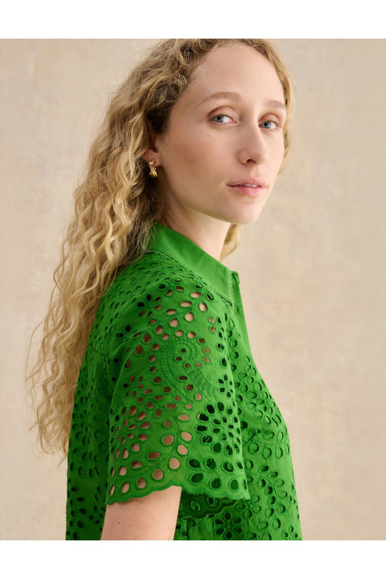 Caroline Short Sleeve Loose Fit Shirt, Alternate, color, Emerald Green
