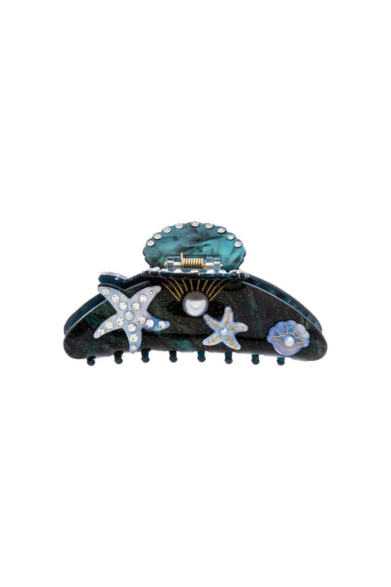Starfish Shell Claw Clip, Main, color, Green