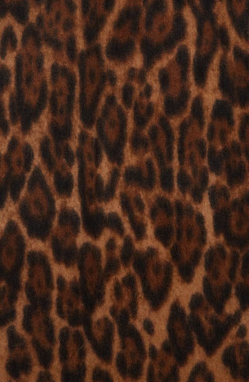Tasha Leopard Print Blanket Scarf In Brown