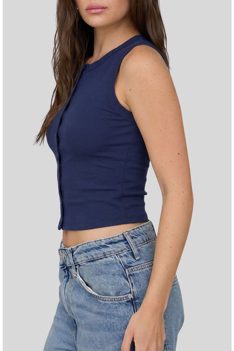 Button Down Cotton Jersey Tank, Alternate, color, NAVY