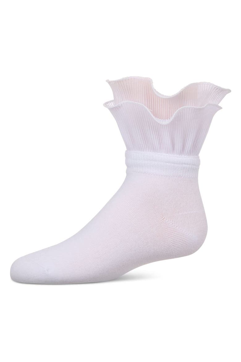 Dual Layer Ruffle Anklet Socks, Main, color, White