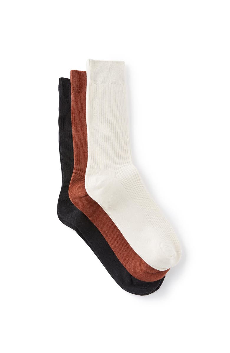 Cotton On Men's 3 Pack Easy Socks, Main, color, Bone Clay Black