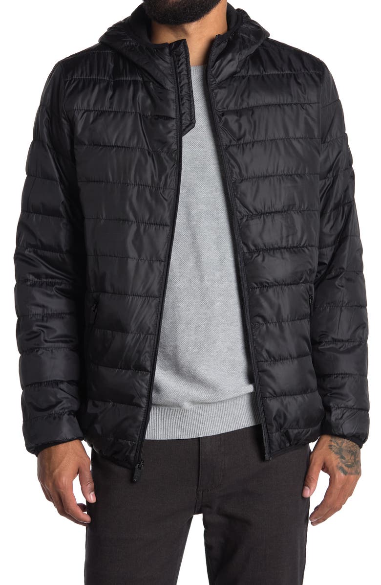 Perry Ellis Packable Hooded Puffer Jacket, Main, color, 