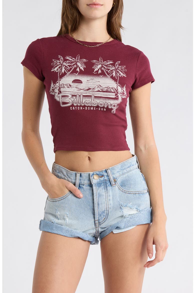 Catch Some Sun Graphic Baby Tee, Main, color, RED DAHLIA
