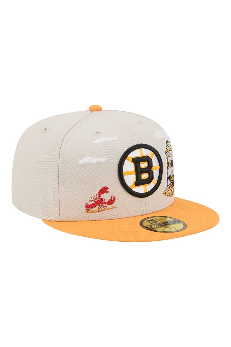 Men's New Era  Tan/Gold Boston Bruins Localized City Icon 59FIFTY Fitted Hat, Alternate, color, Tan