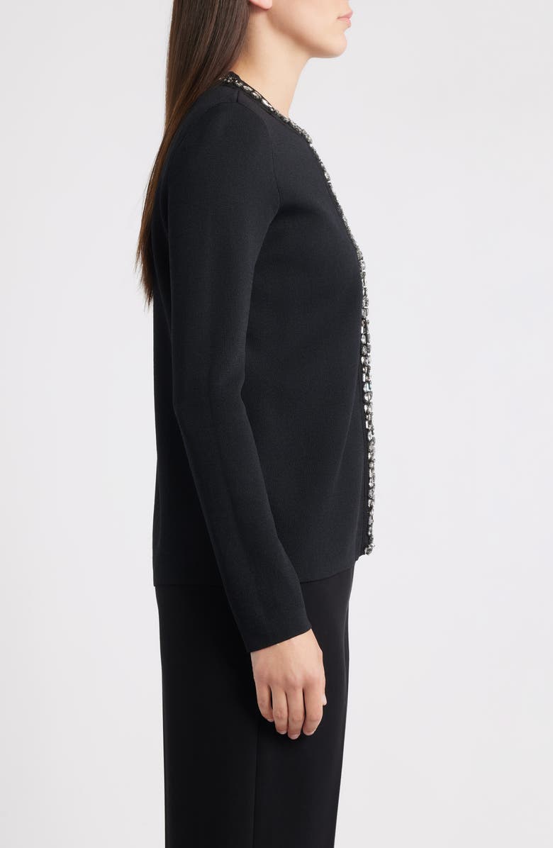Anne Klein Rhinestone Trim Cardigan, Alternate, color, Anne Black