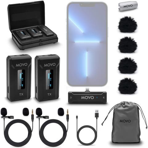 WMX-2-L-DUO Dual Wireless Lavalier Microphone with Charging Case for iPhone 14 and below
