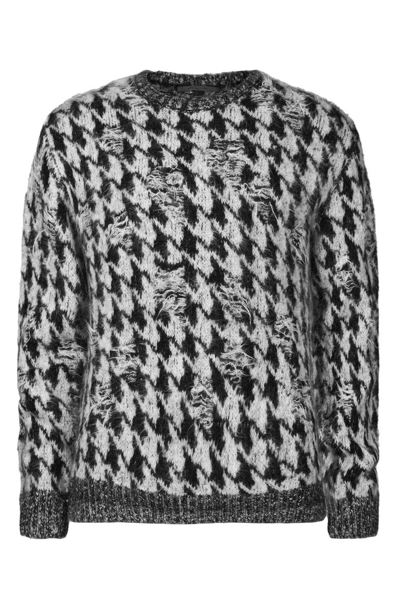 John Varvatos Vance Houndstooth Aplaca Blend Crewneck Sweater, Alternate, color, 