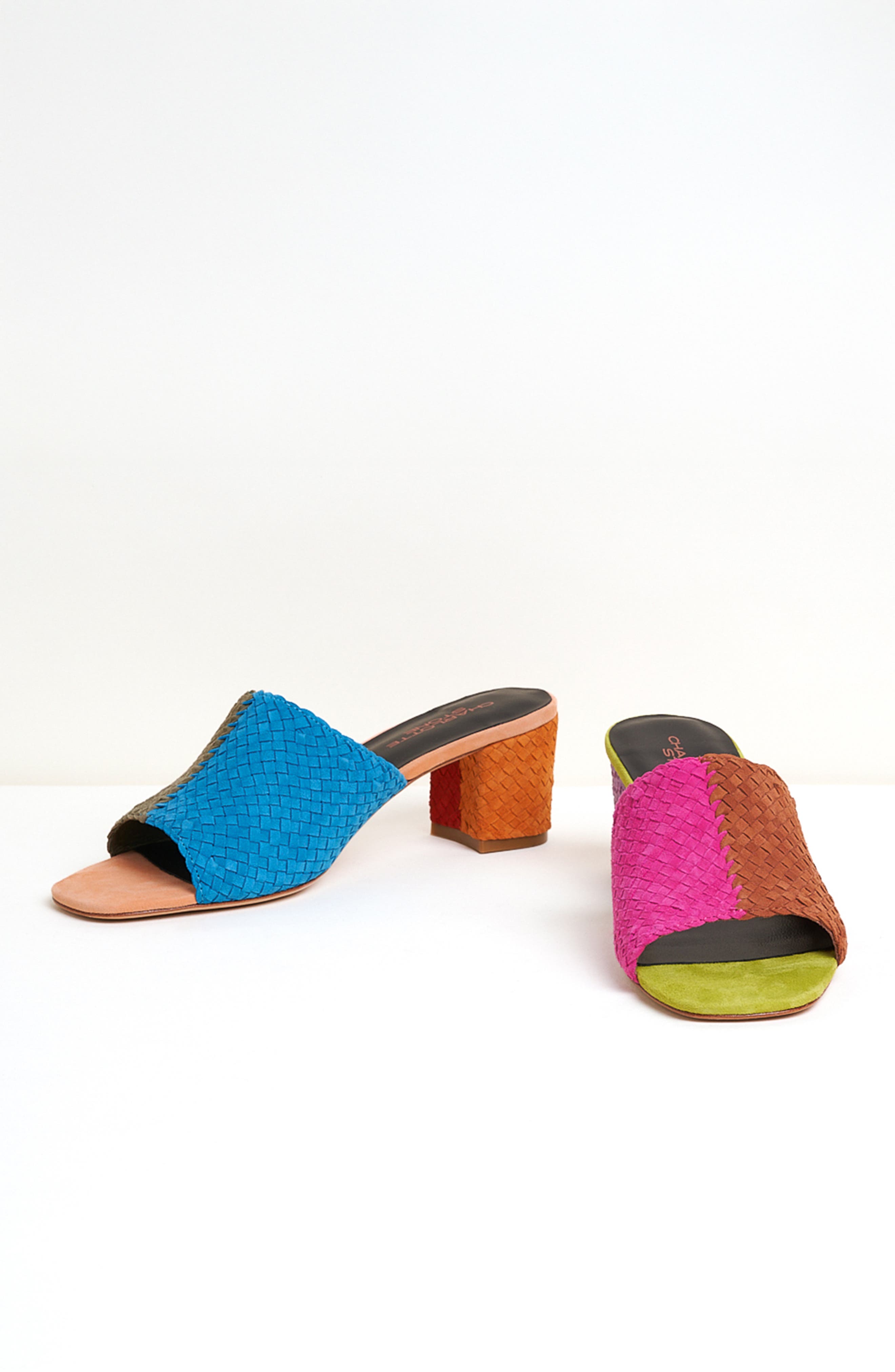 Charlotte Stone Lenu Mismatch Woven Slide Sandal, Alternate, color, Nassau