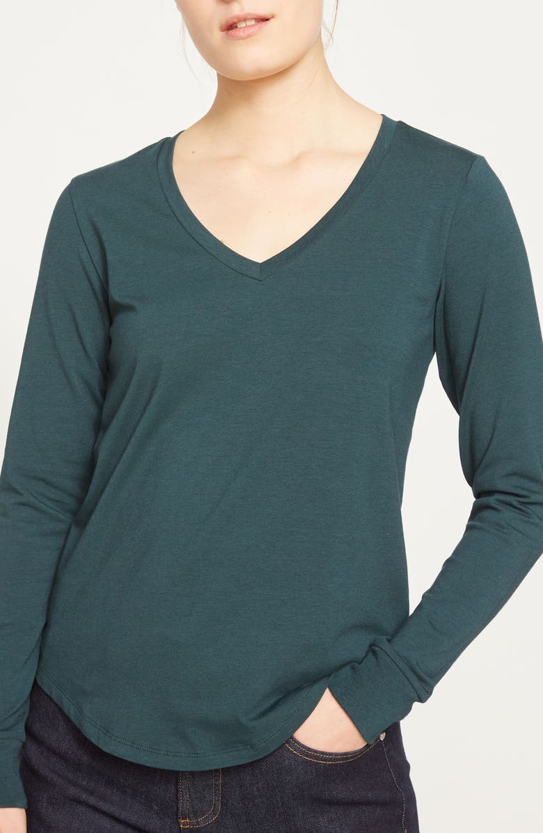 Universal Standard Long Sleeve V-Rex Tee, Alternate, color, Deep Sea