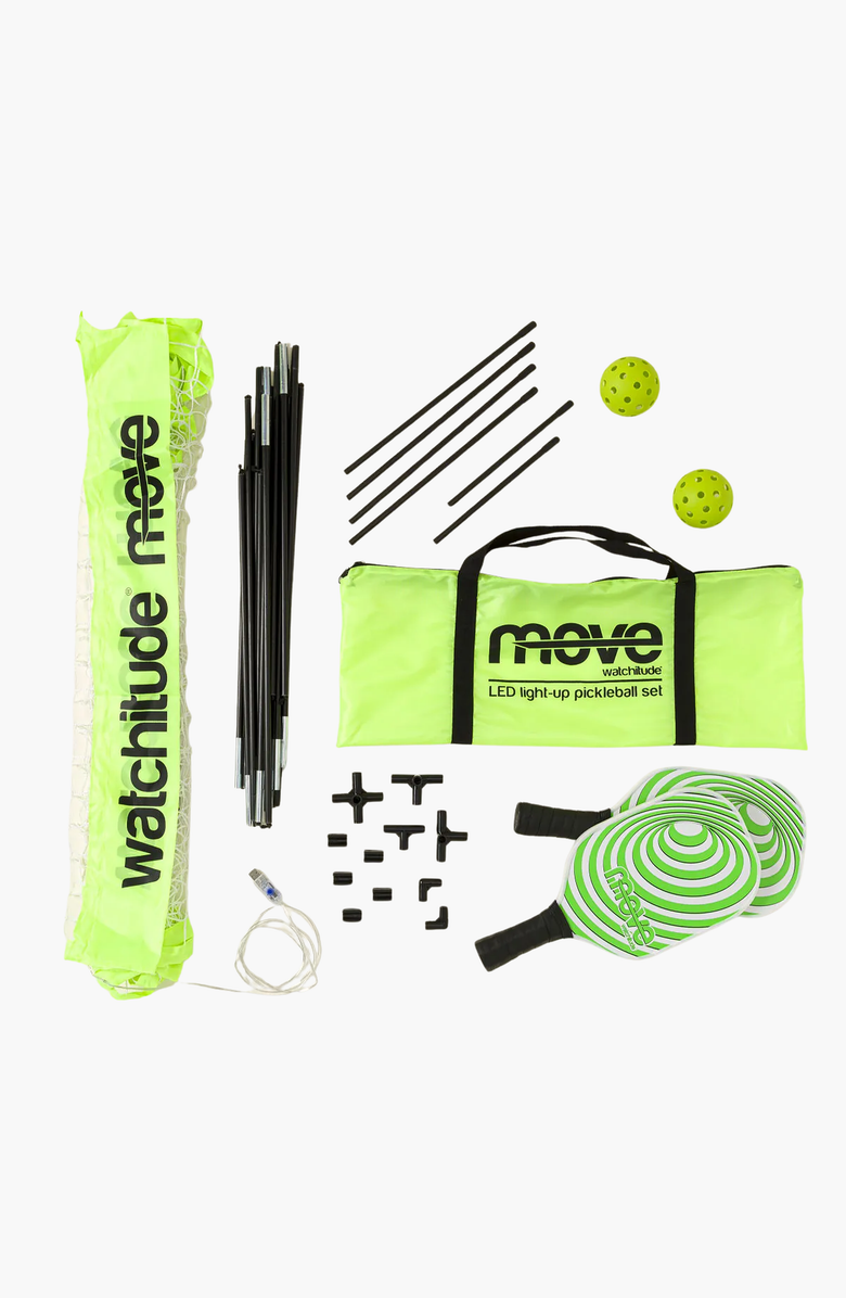 Uncommon Goods Kids Indoor/Outdoor Light-Up Pickleball Set, Main, color, Neon Green