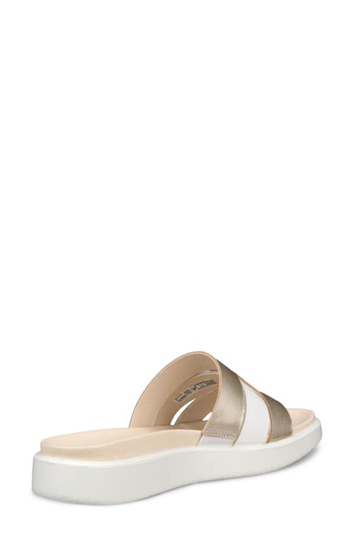 Ecco Flowt Oasis Slide Sandal In White/pure White Gold