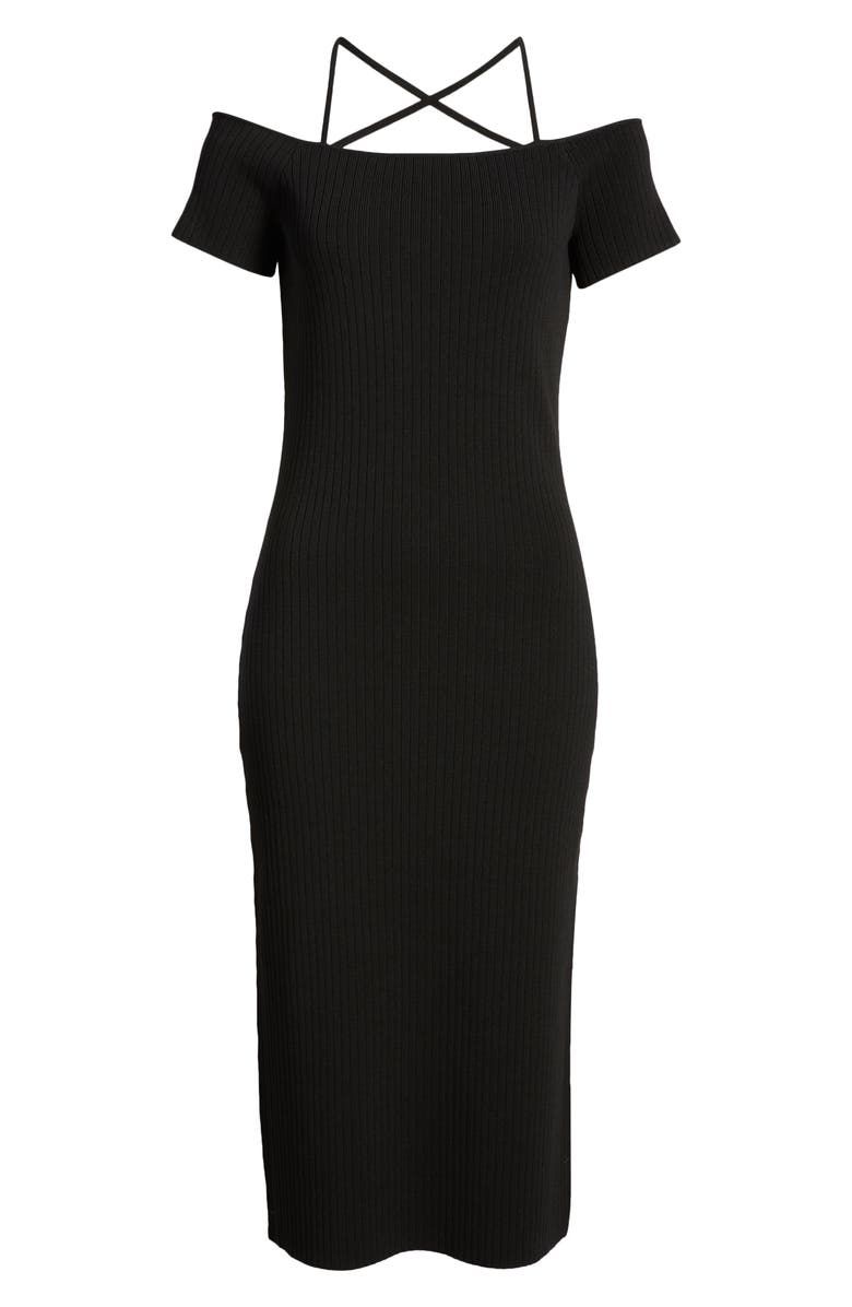 WAYF Deena Off the Shoulder Rib Knit Midi Dress, Alternate, color, 