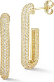 GLAZE JEWELRY Pavé Cubic Zirconia Long Hoop Earrings