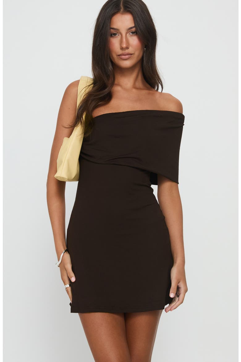 Laurencia Off the Shoulder Minidress, Alternate, color, CHOCOLATE