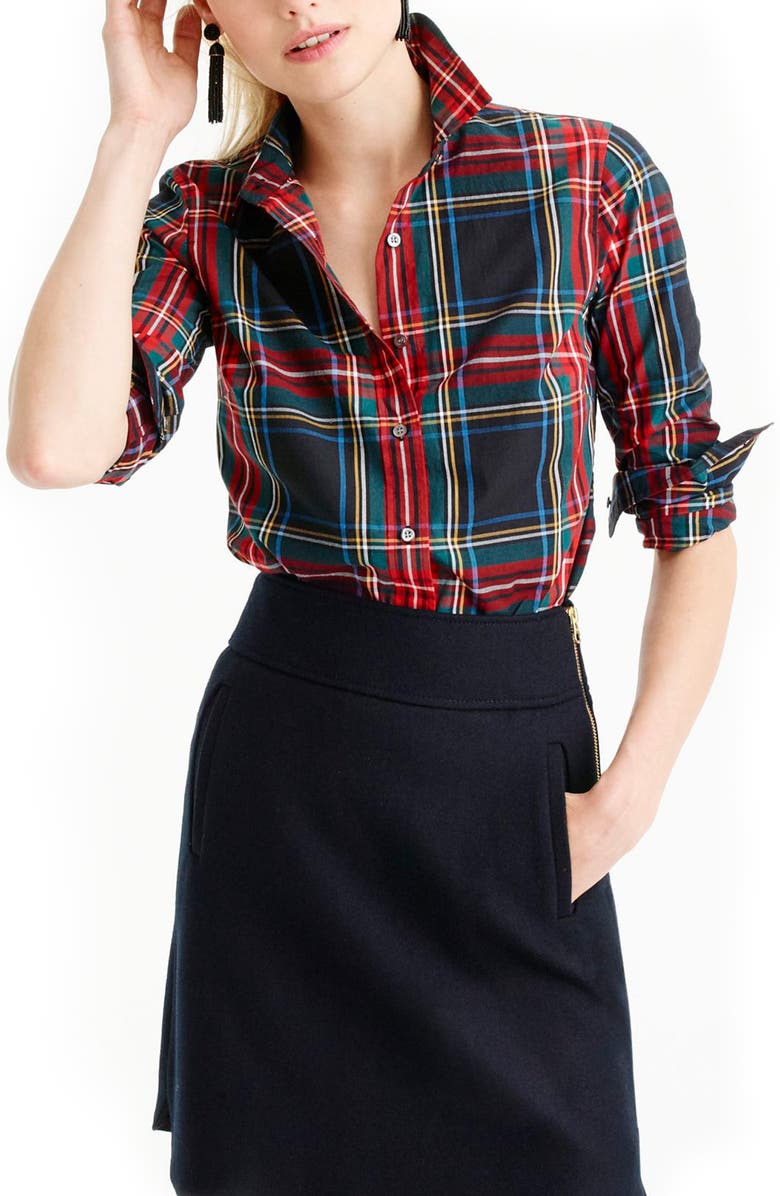 J.CREW FACTORY J.Crew Perfect Stewart Plaid Shirt, Main, color, 
