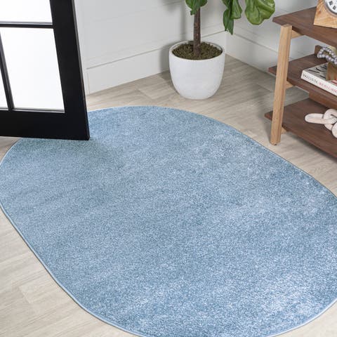 Haze Solid Low-Pile Oval Area Rug