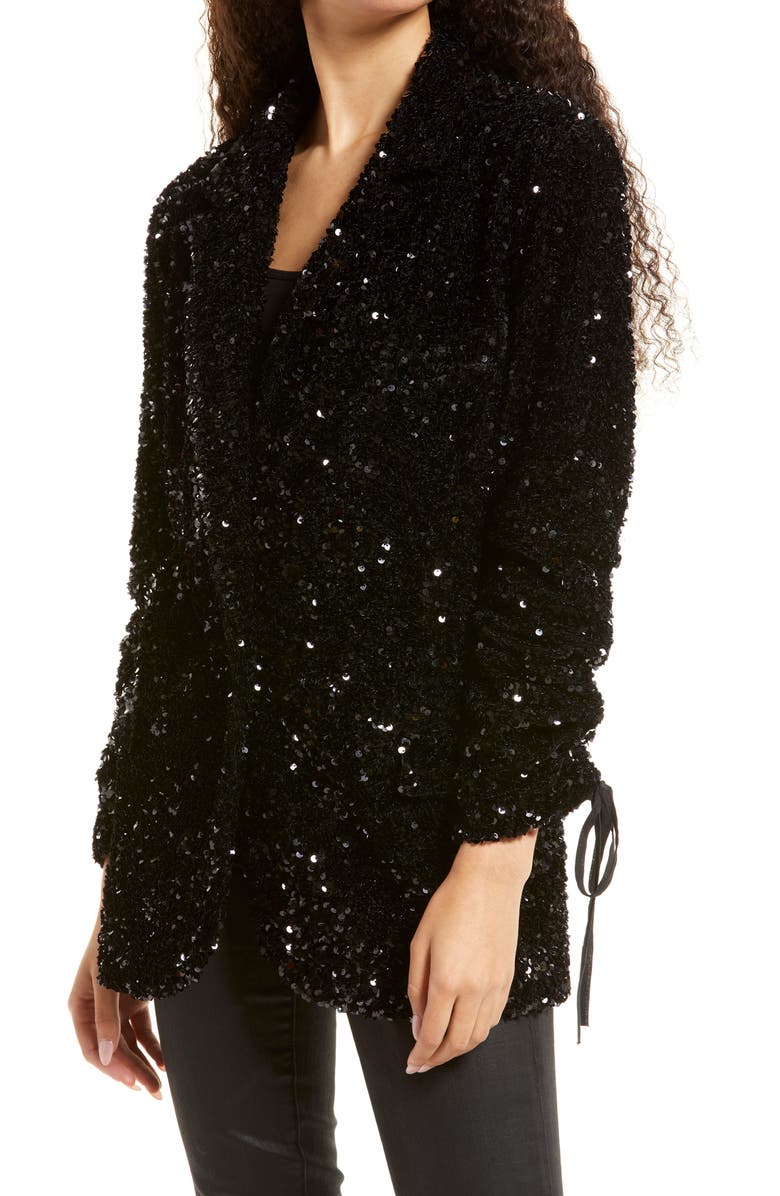 BLANKNYC Sequin Ruched Sleeve Blazer, Alternate, color,