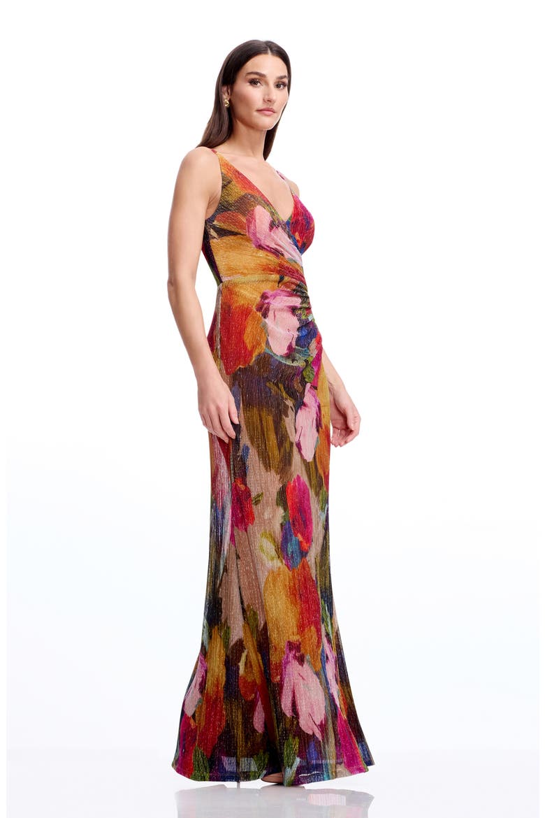 Jordan Floral Metallic Gown, Alternate, color, BRIGHT ROSE MULTI