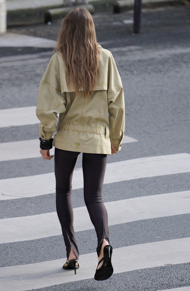 MANGO Belted Denim Jacket, Alternate, color, Medium Brown