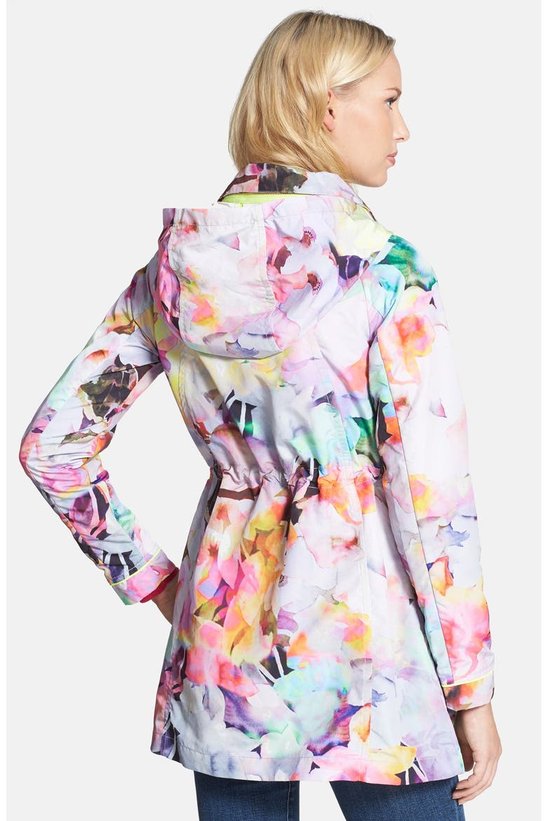 'Duena' Print Hooded Parka, Alternate, color, LEMON