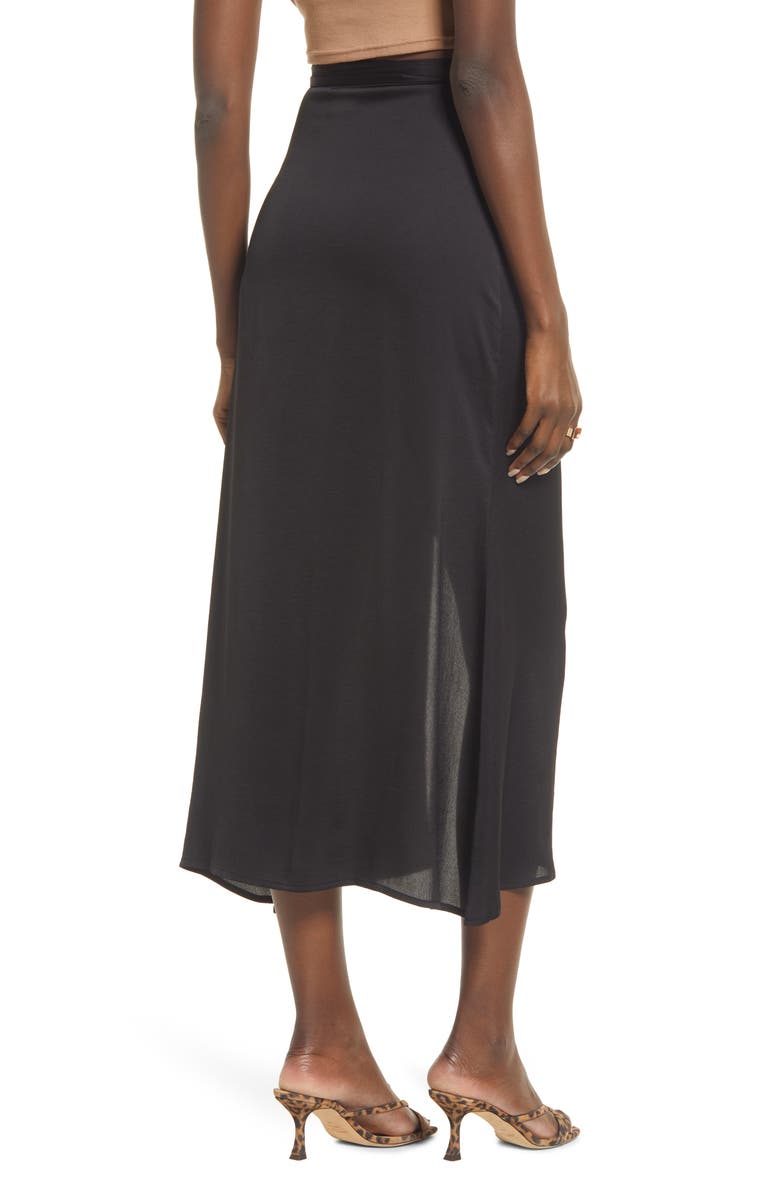 Open Edit Satin Wrap Skirt, Alternate, color, Black