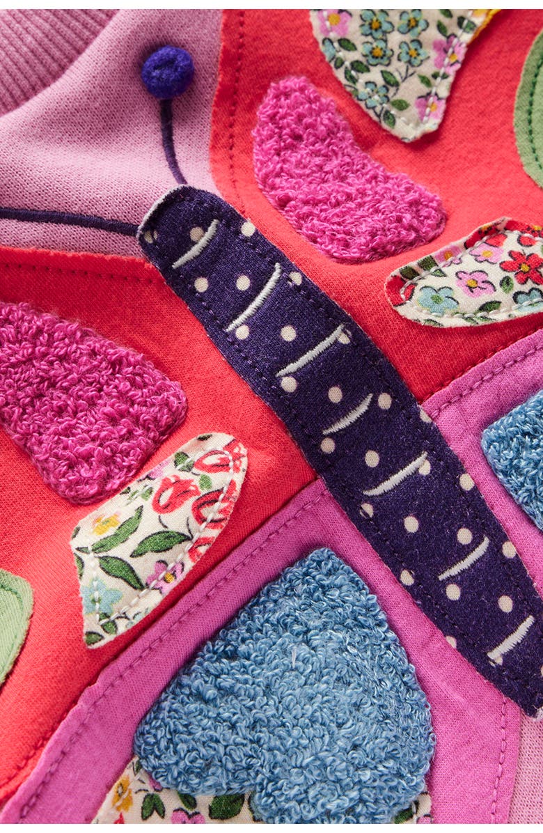 Mini Boden Kids' Butterfly Appliqué Graphic Sweatshirt, Alternate, color, Formica Pink Butterfly