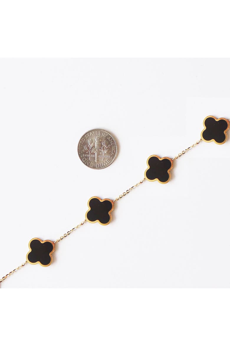 Large Onyx Clover Necklace, Alternate, color, Onyx/ Yellow GOld