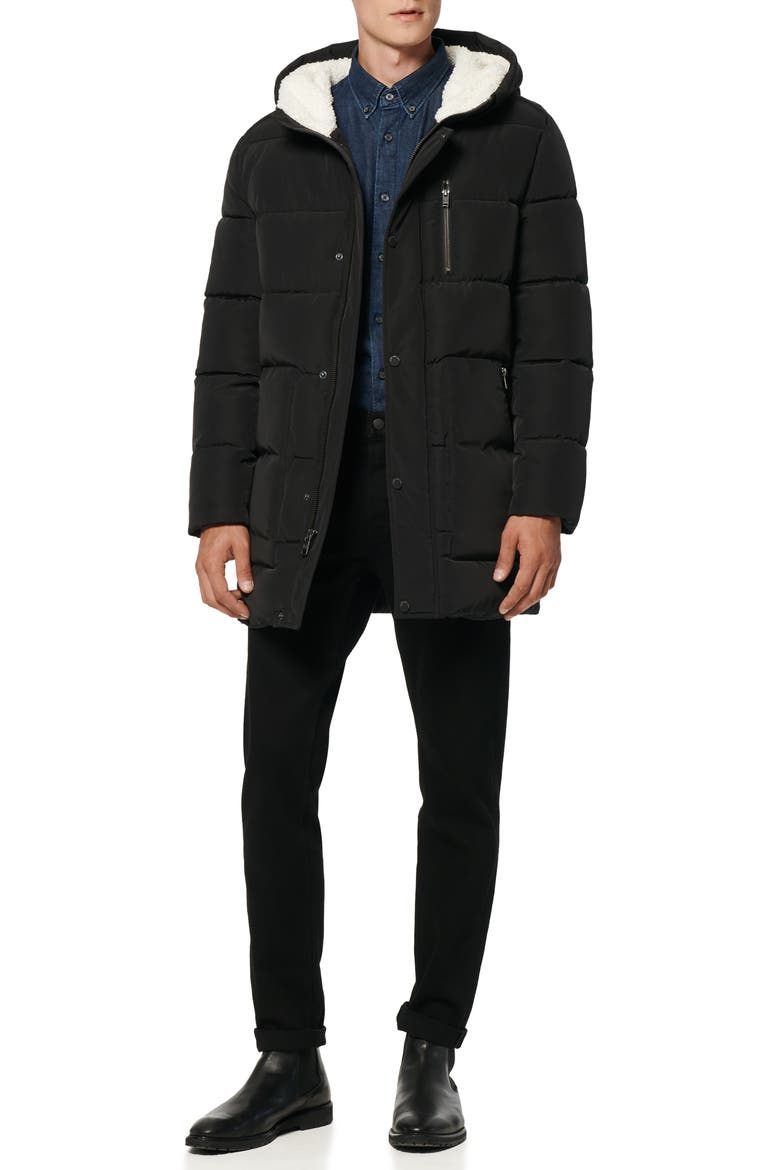 Water Resistant Puffer Coat, Alternate, color, BLACK