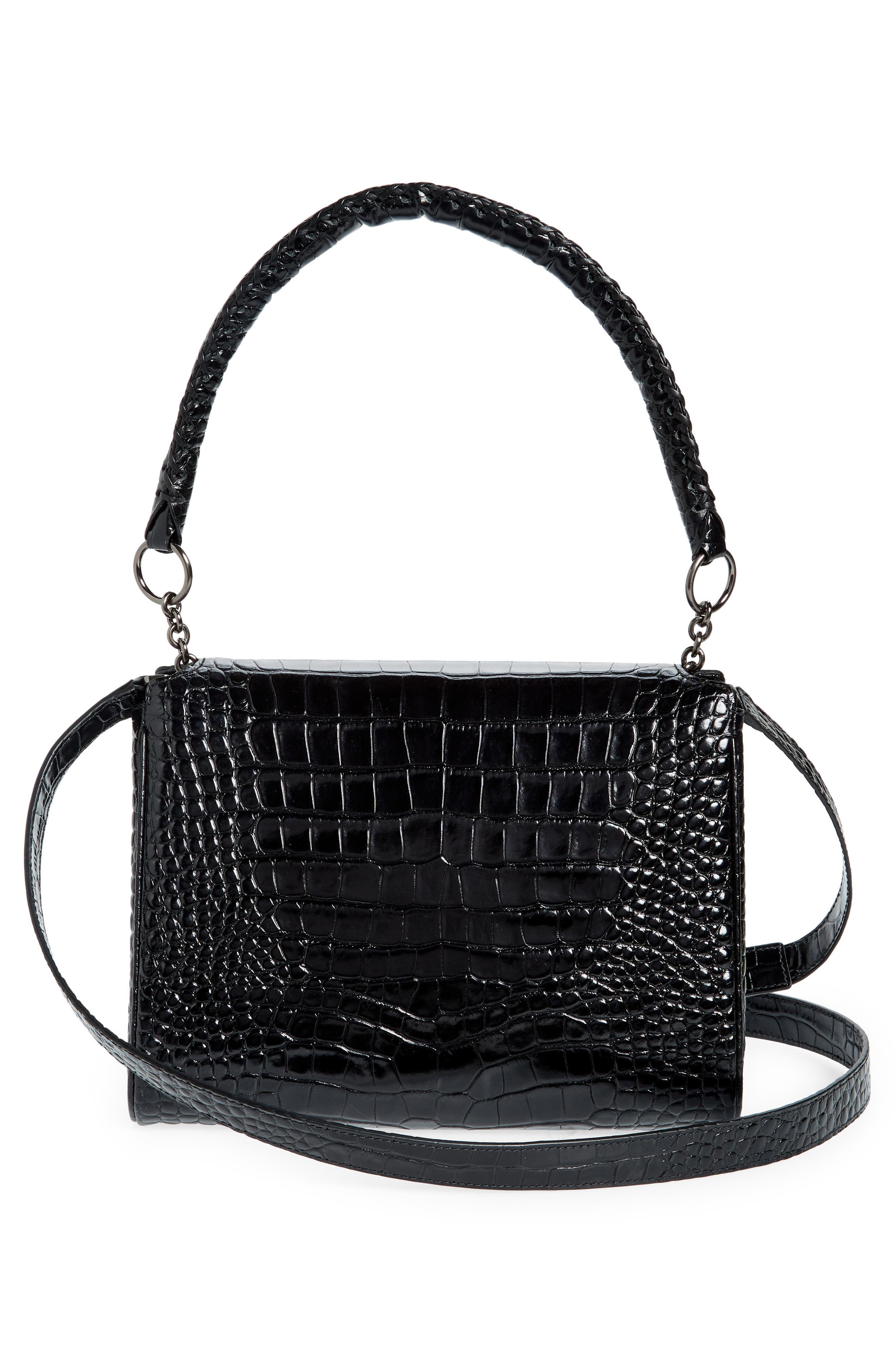 gu-de Medium Fame Croc Embossed Shoulder Bag, Alternate, color, 