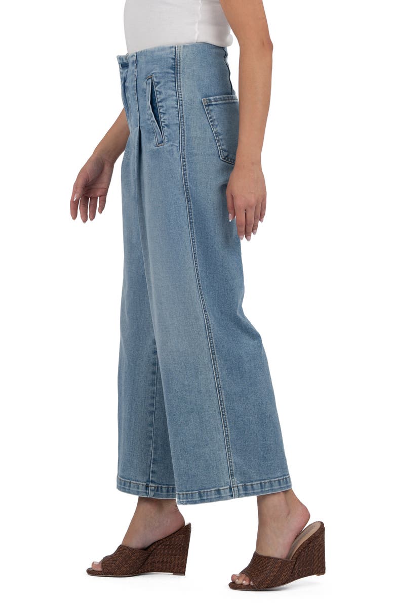 KUT from the Kloth Meg Pleated High Waist Crop Wide Leg Jeans, Alternate, color, 