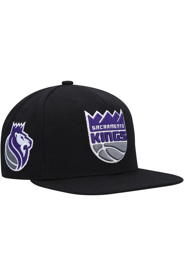 Men's Mitchell & Ness Black Sacramento Kings Side Core 2.0 Snapback Hat, Main, color, Black