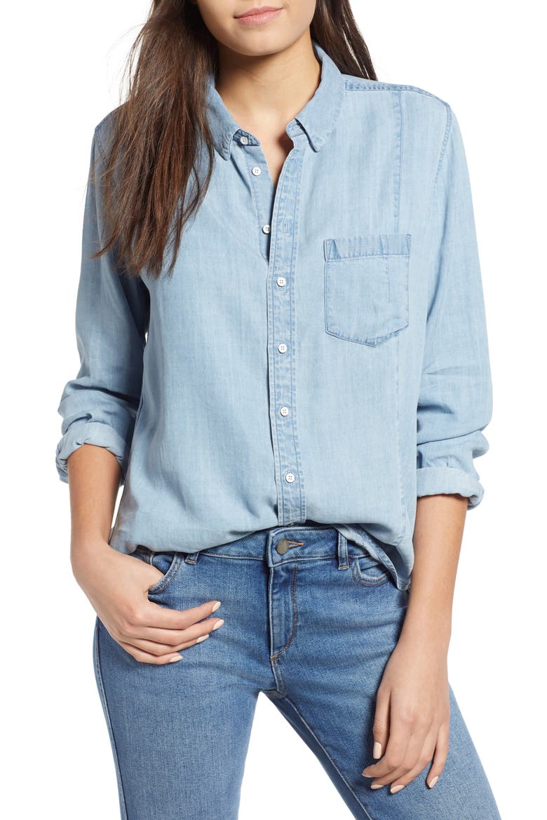 Nassau & Manhattan Chambray Shirt, Main, color, MID WASH
