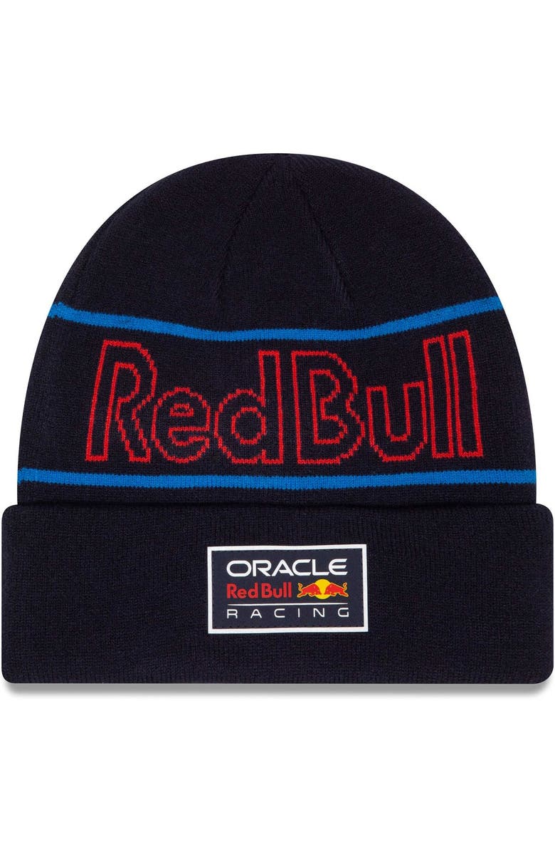 New Era Men's New Era Navy Red Bull Racing Cuffed Knit Hat, Main, color, 