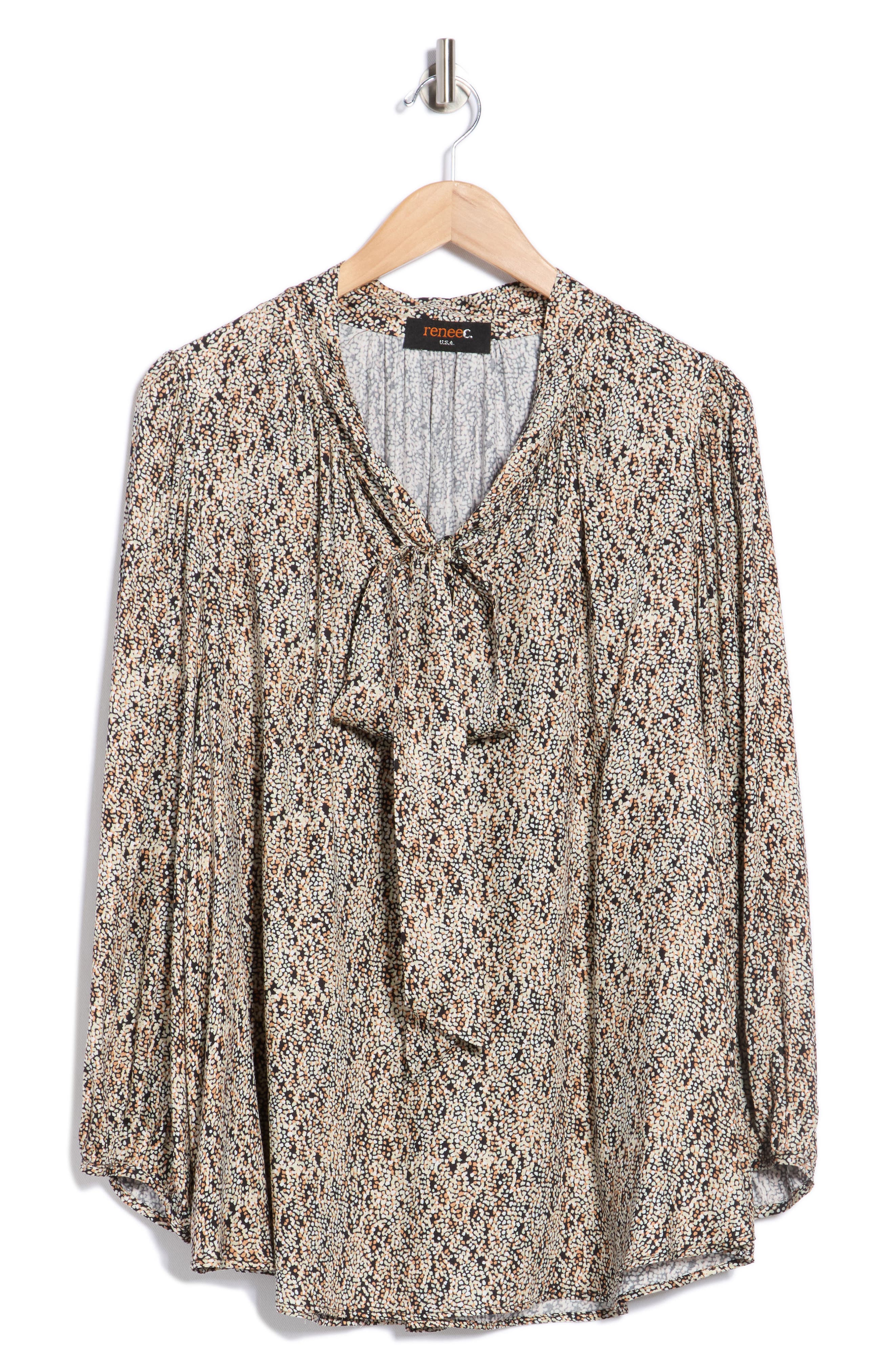 Renee C Tie Neck Long Sleeve Top