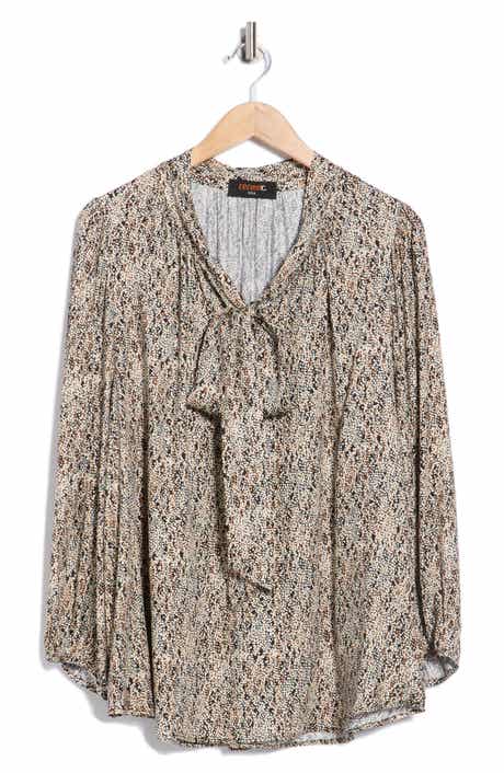 Renee C Tie Neck Long Sleeve Top