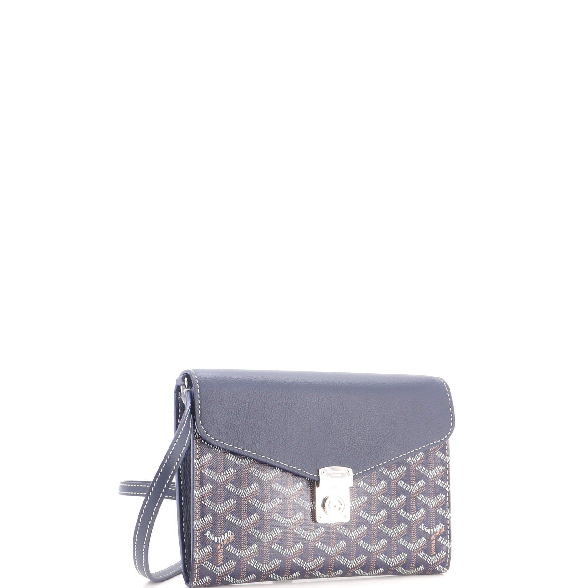 Chypre Wallet on Strap Coated Canvas with Leather, Alternate, color, Blue