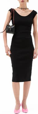 Versace Plunge Back Cotton Blend Sweater Dress