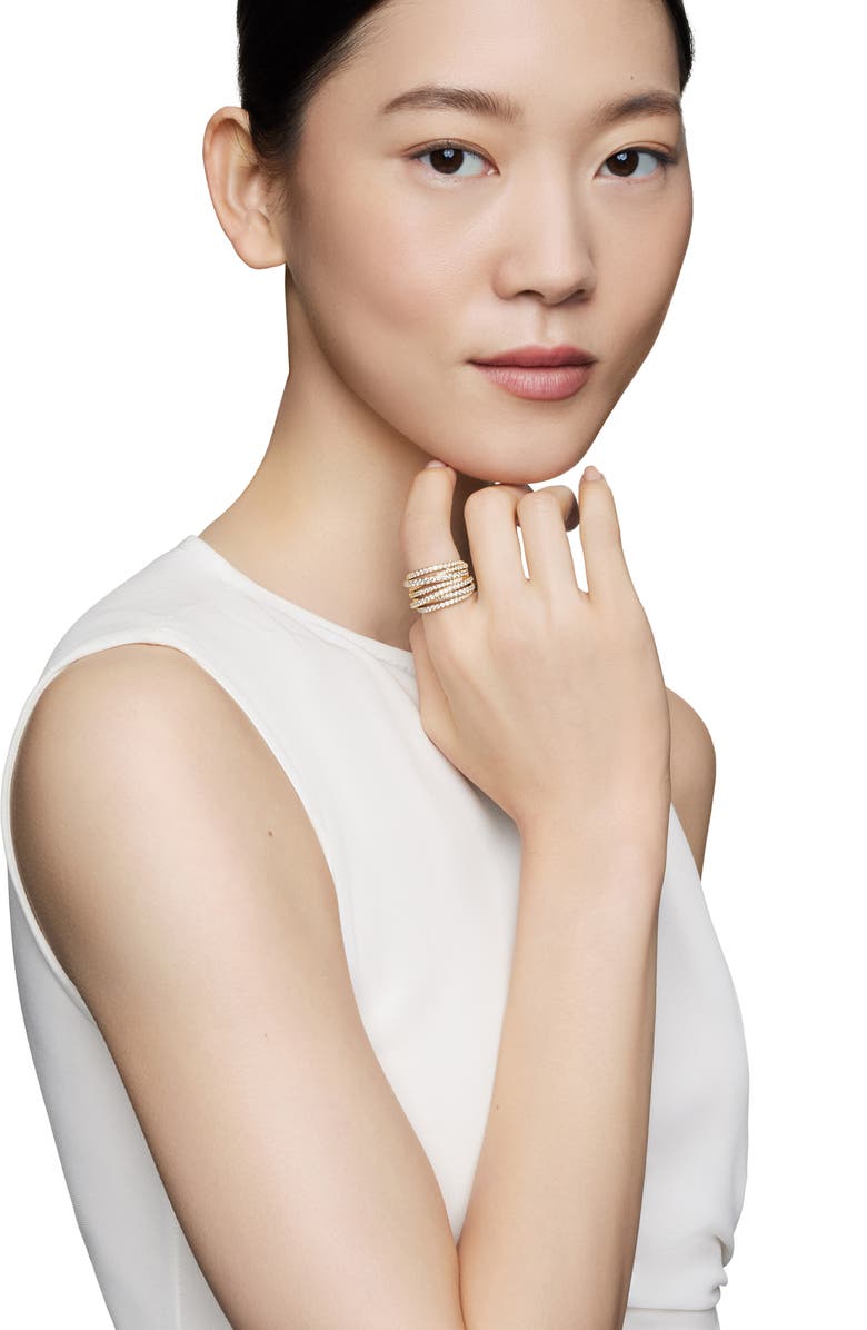 David Yurman Pavé Crossover Ring in 18K Yellow Gold with Diamonds, Alternate, color, 18K Yellow Gold