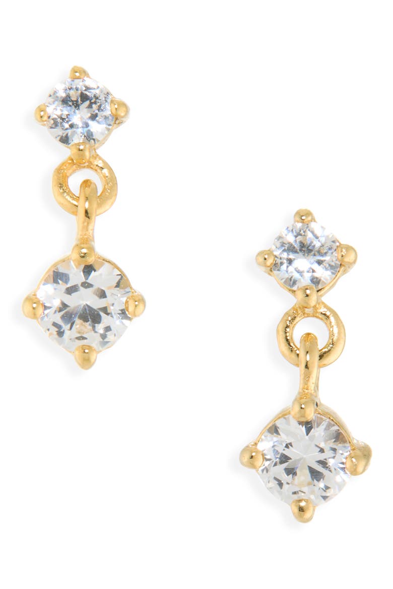 Demi-Fine Crystal Drop Earrings, Main, color, 14K GOLD