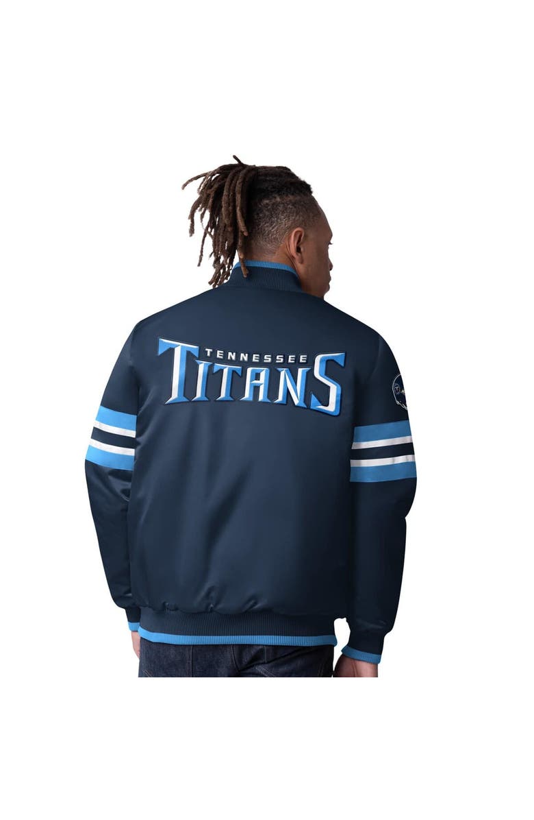 STARTER Men's Starter  Navy Tennessee Titans Scout I Full-Snap Varsity Jacket, Alternate, color, 